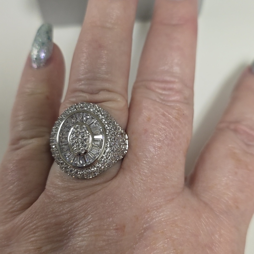 🆕️SIMULATED DIAMOND COCKTAIL RING IN SILVER-TONE 5.25 CTW - Picture 11 of 14